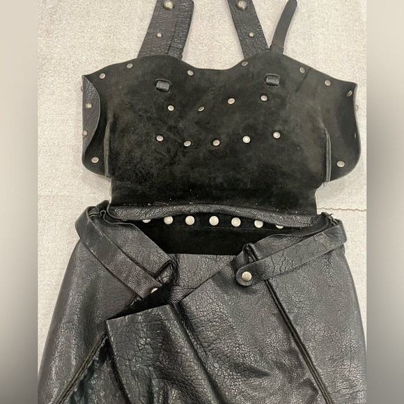 Lucky Brand Pebble Leather Studded Black Crossbody Bag Boho Hippie - Picture 4 of 16